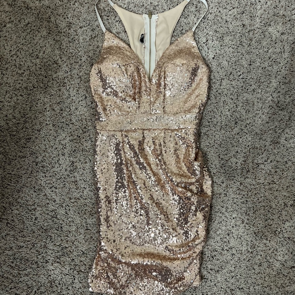 Rose Gold Sequin Party Dress - Picture 5 of 9